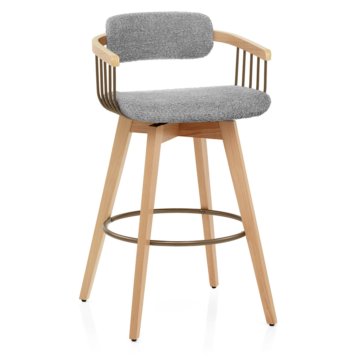 Sgabello Bouclé Quercia - Electra Grigio Chiaro