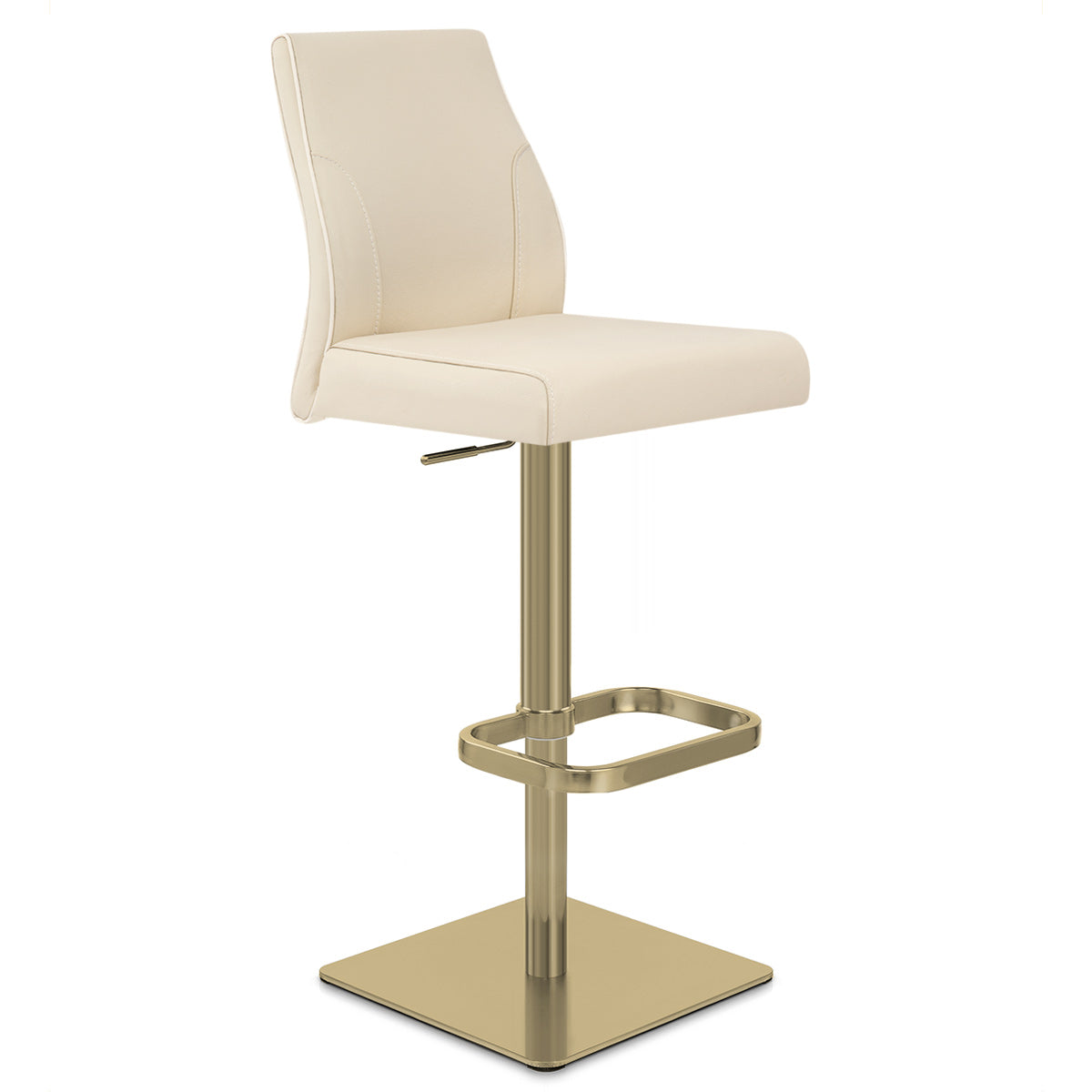 Sgabello Vera Pelle Oro - Martello Crema
