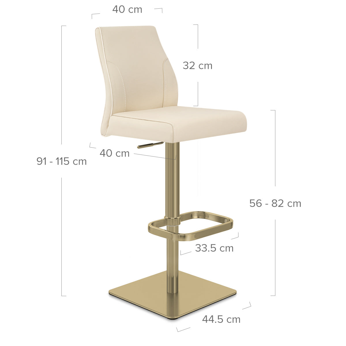 Sgabello Vera Pelle Oro - Martello Crema