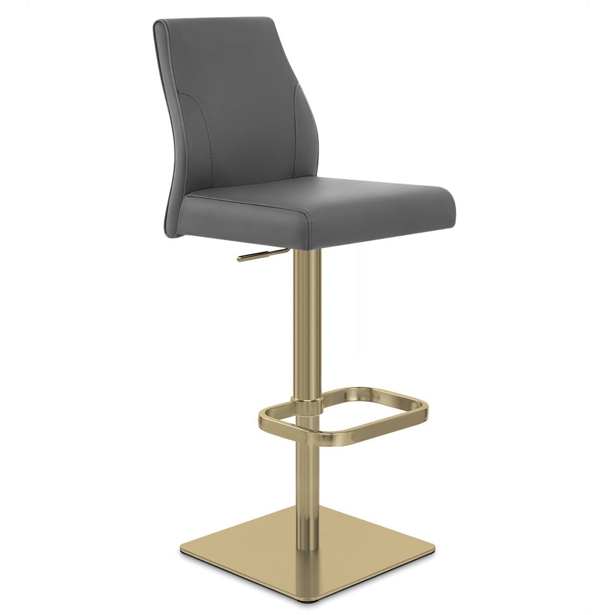 Sgabello Vera Pelle Oro - Martello Grigio