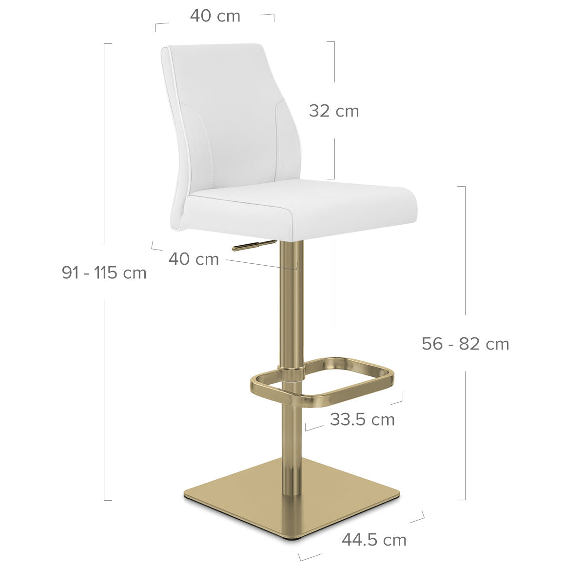 Sgabello Vera Pelle Oro - Martello Bianco