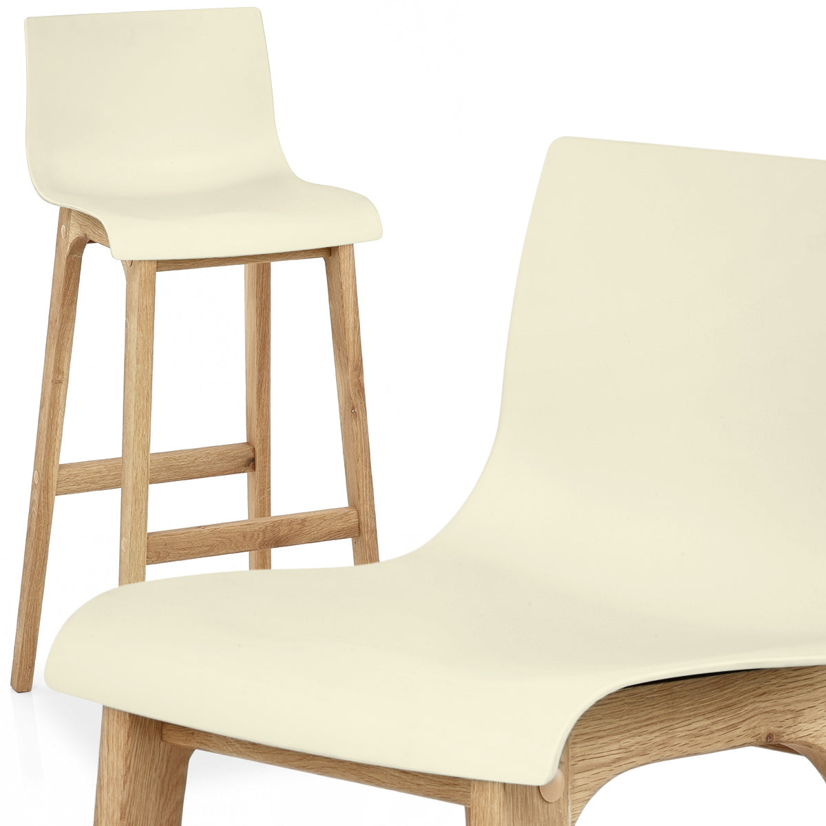 Sgabello Resina Legno - Drift Alto Crema