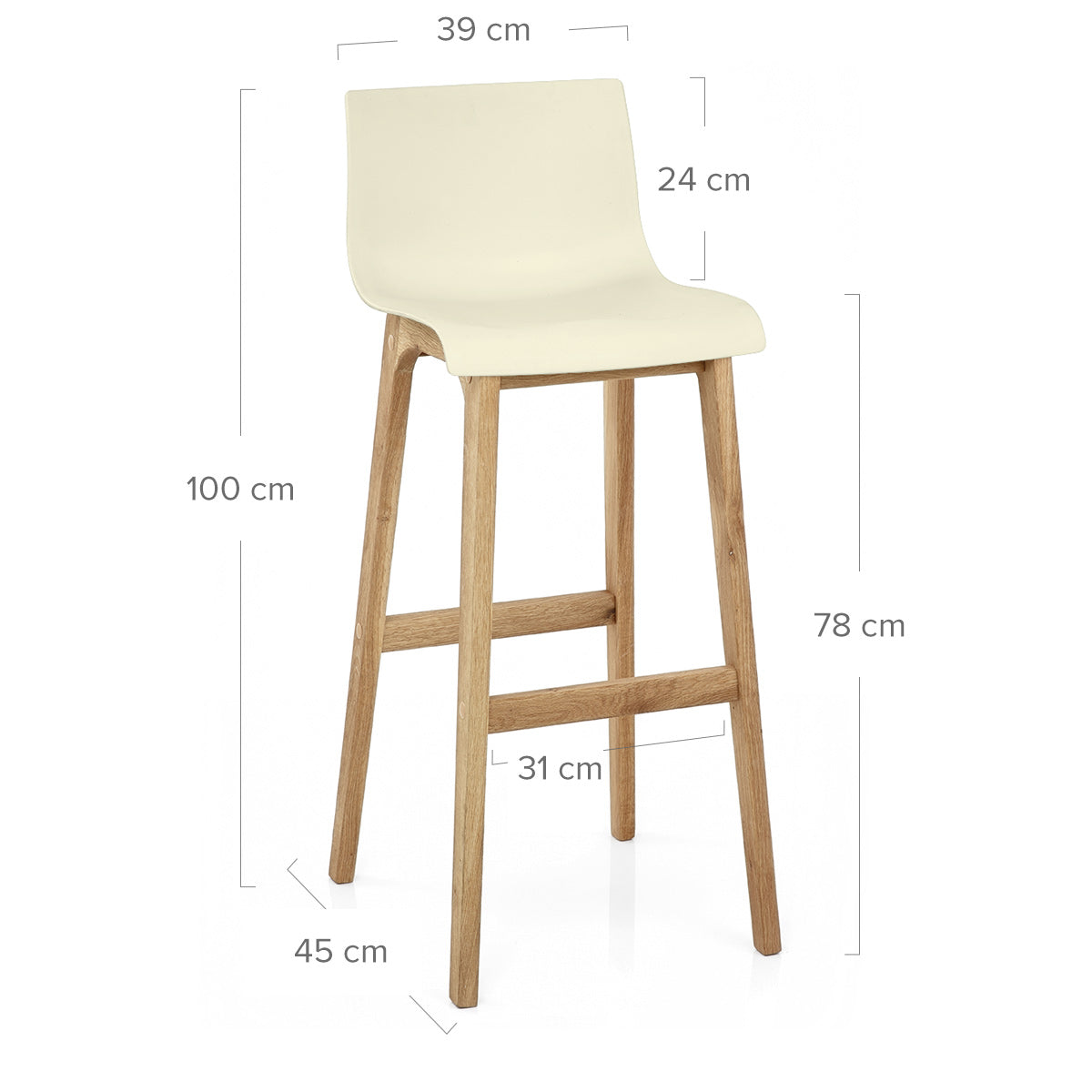 Sgabello Resina Legno - Drift Alto Crema
