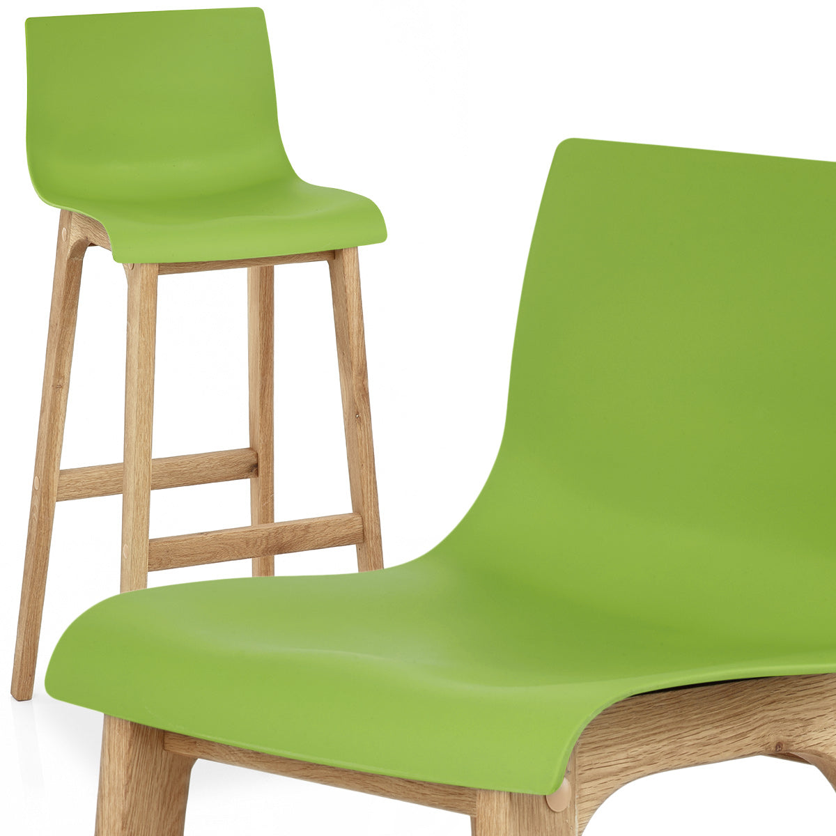 Sgabello Resina Legno - Drift Alto Verde