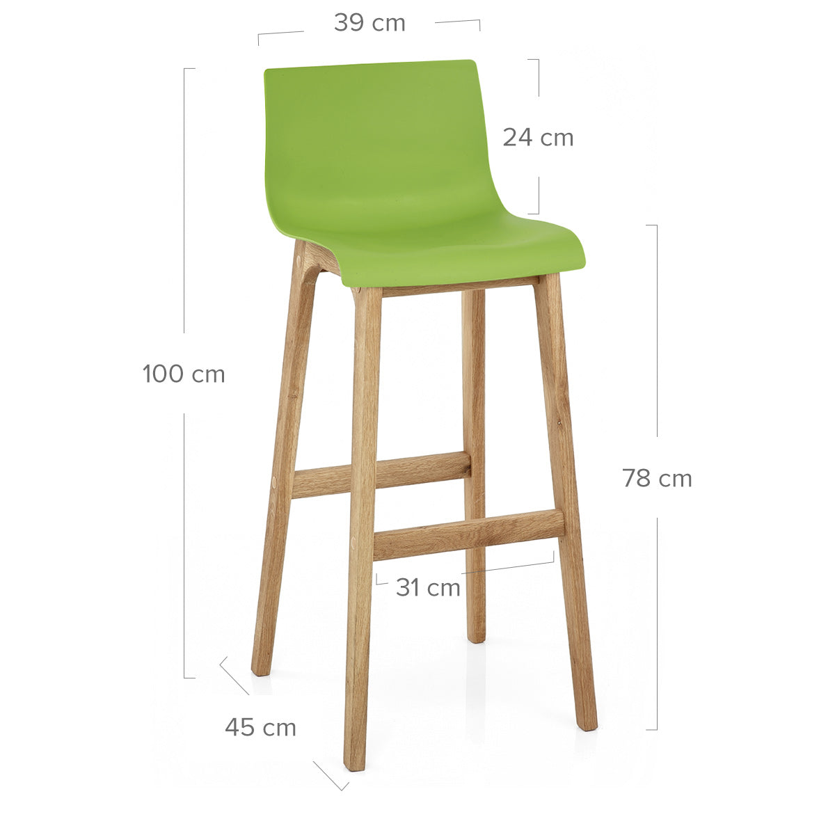 Sgabello Resina Legno - Drift Alto Verde