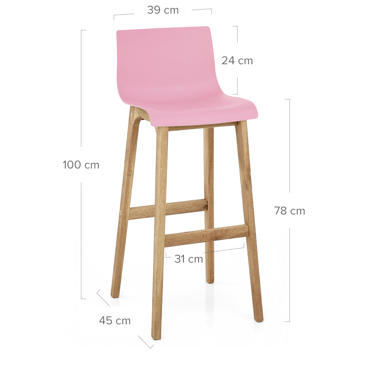 Sgabello Resina Legno - Drift Alto Rosa