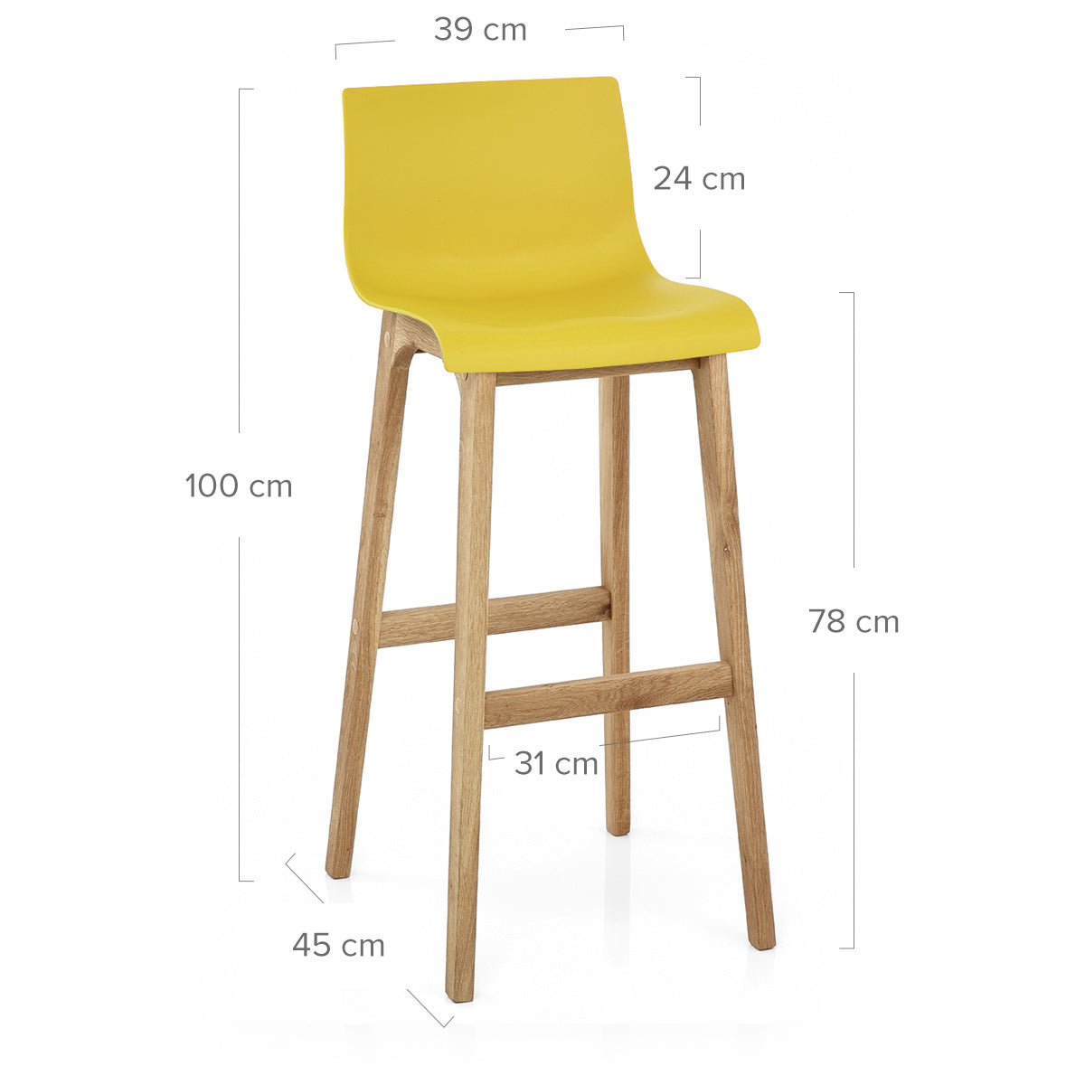 Sgabello Resina Legno - Drift Alto Giallo