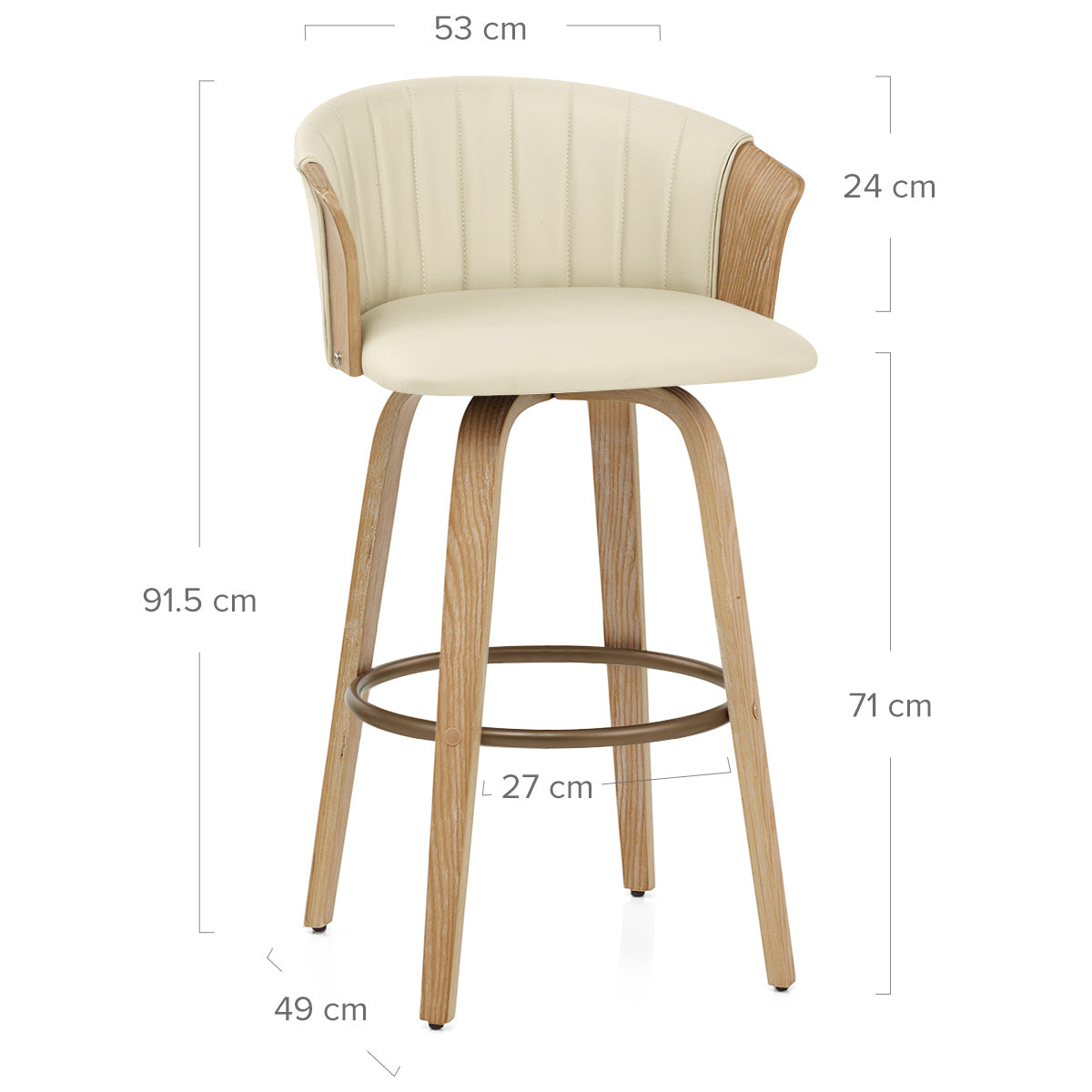 Sgabello Vera Pelle Quercia - Coral Crema