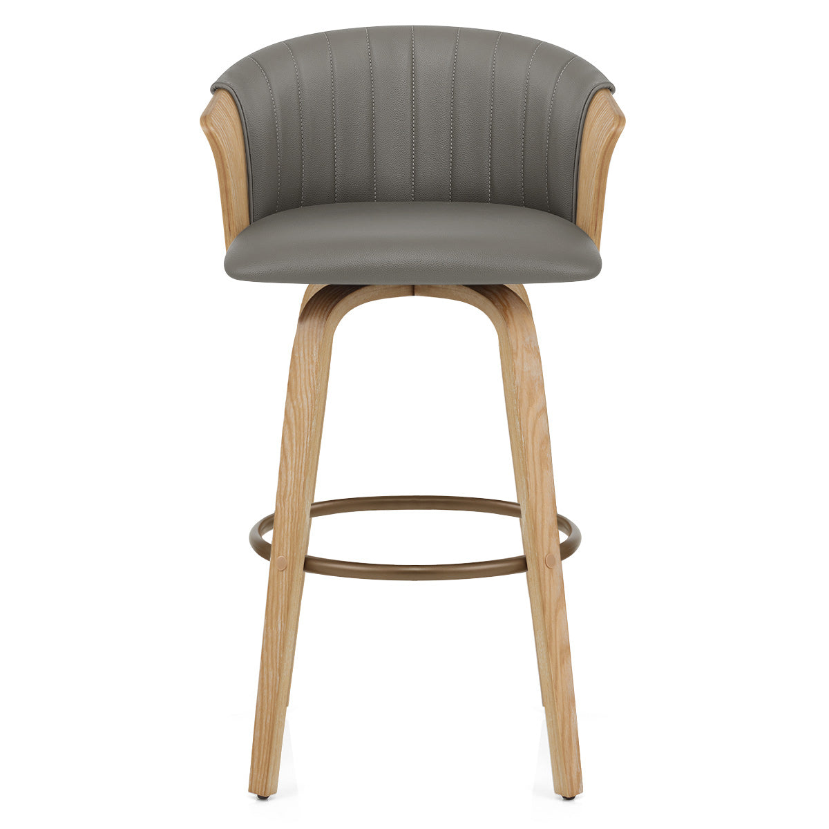 Sgabello Vera Pelle Quercia - Coral Grigio