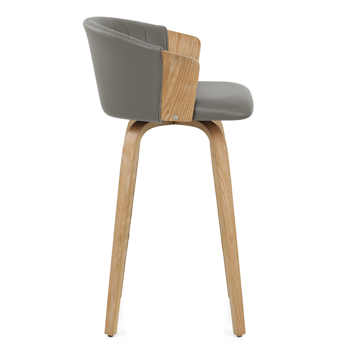 Sgabello Vera Pelle Quercia - Coral Grigio
