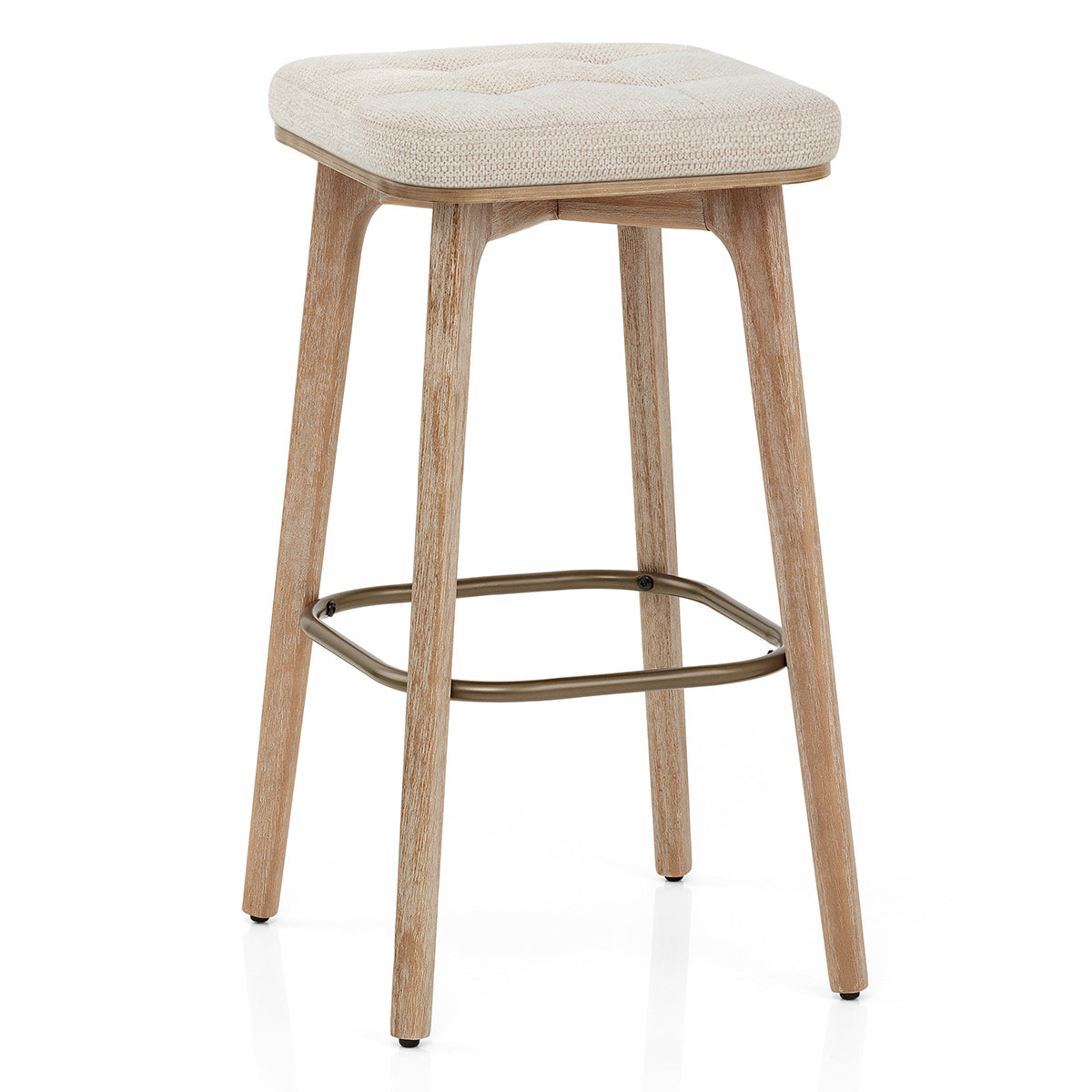 Sgabello Tessuto Legno - Malmo Crema