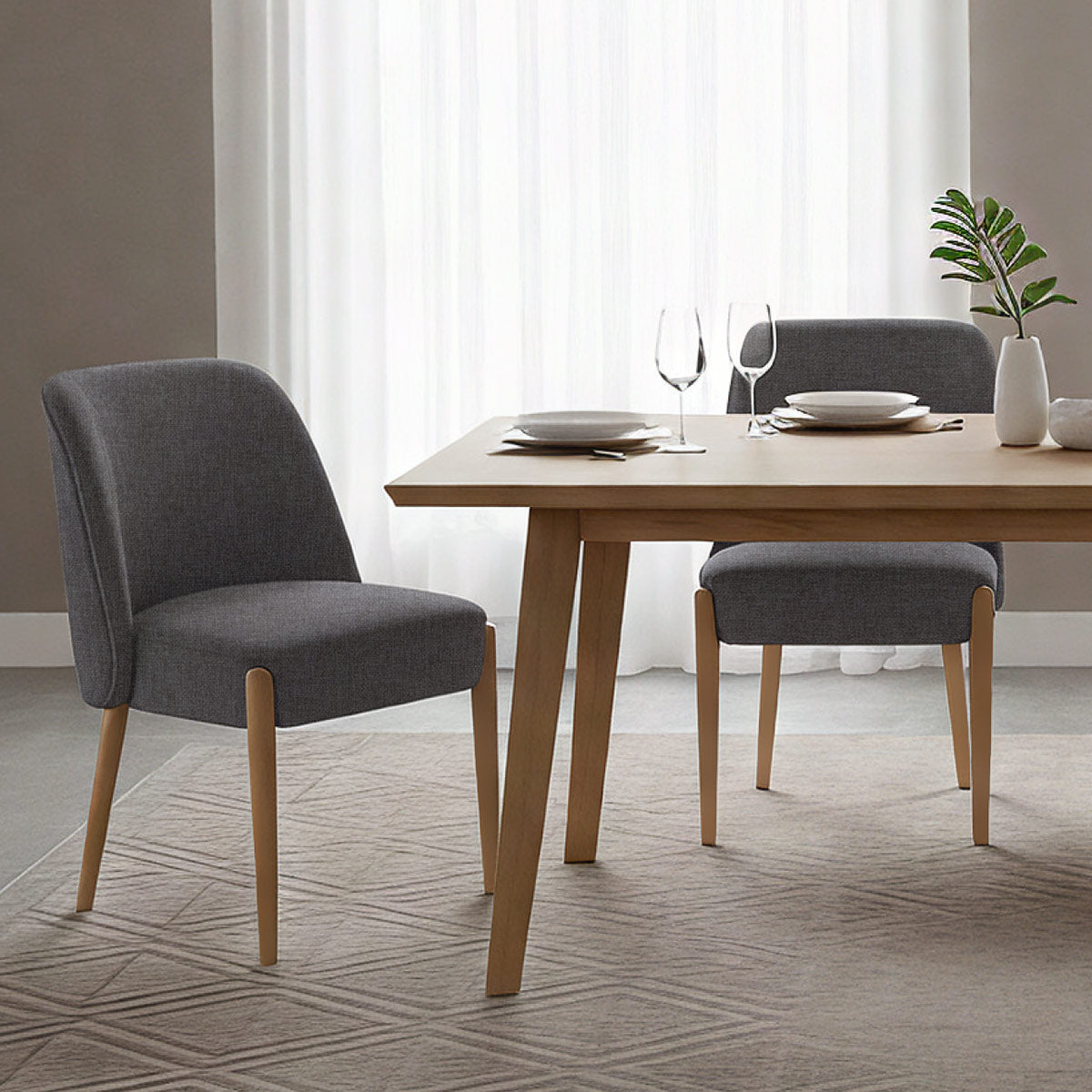 Sedia Tessuto Legno - Avon Grigio Scuro