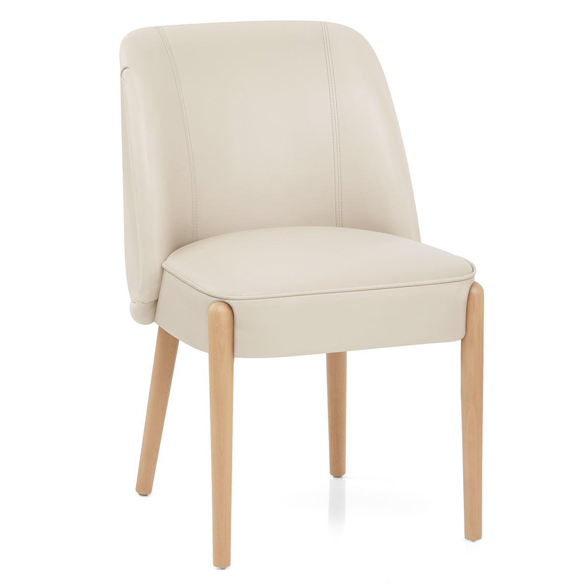 Sedia Ecopelle Legno - Avon Crema