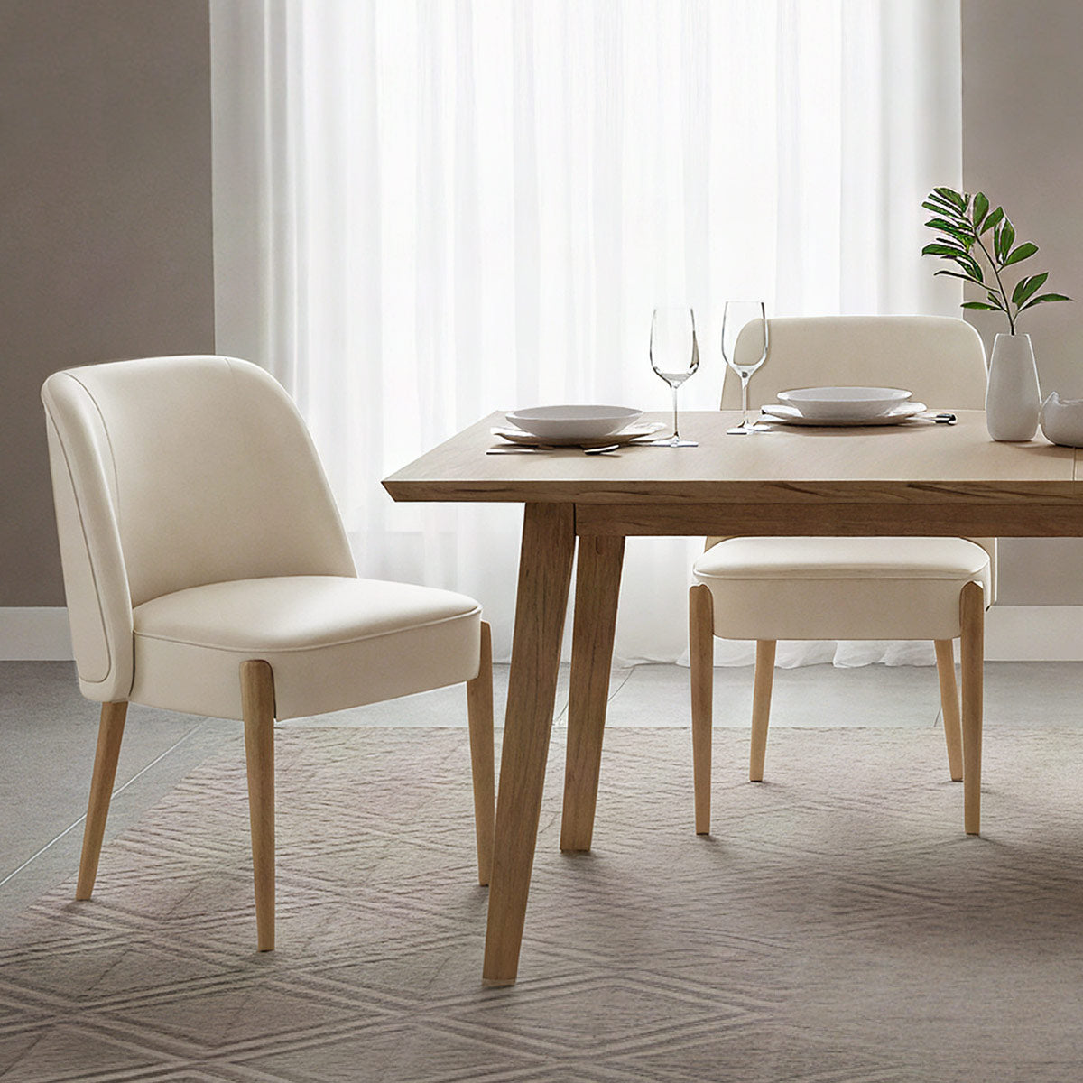 Sedia Ecopelle Legno - Avon Crema