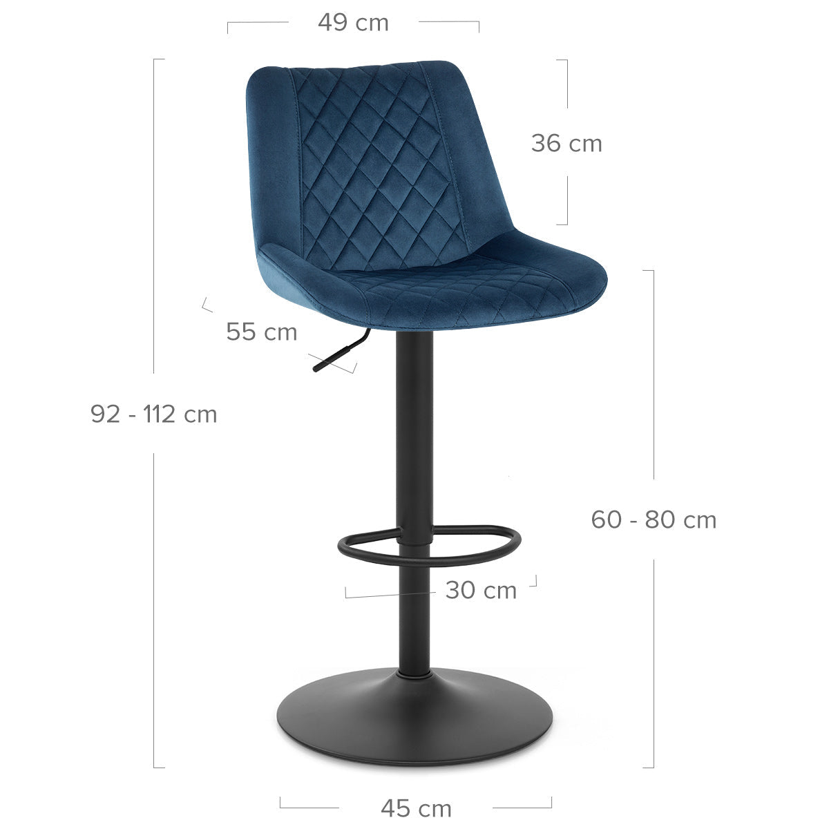 Sgabello Velluto Metallo - Faro Blu