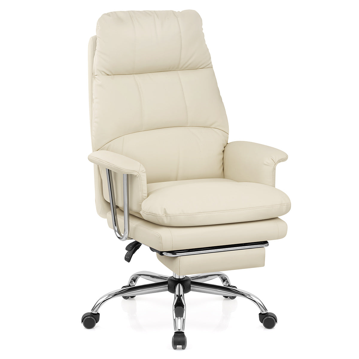 Sedia da ufficio Ecopelle Cromata - Colmar Crema