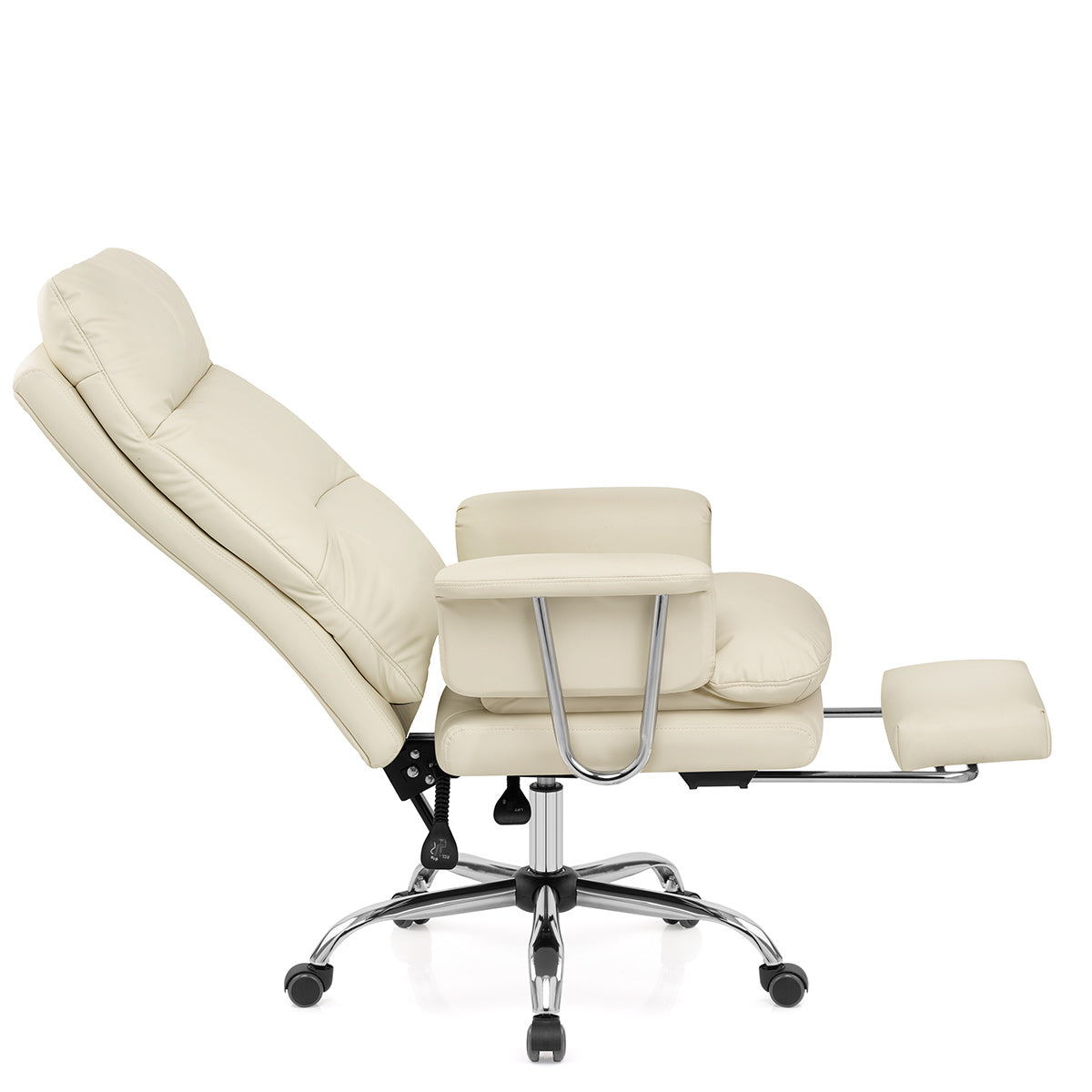 Sedia da ufficio Ecopelle Cromata - Colmar Crema