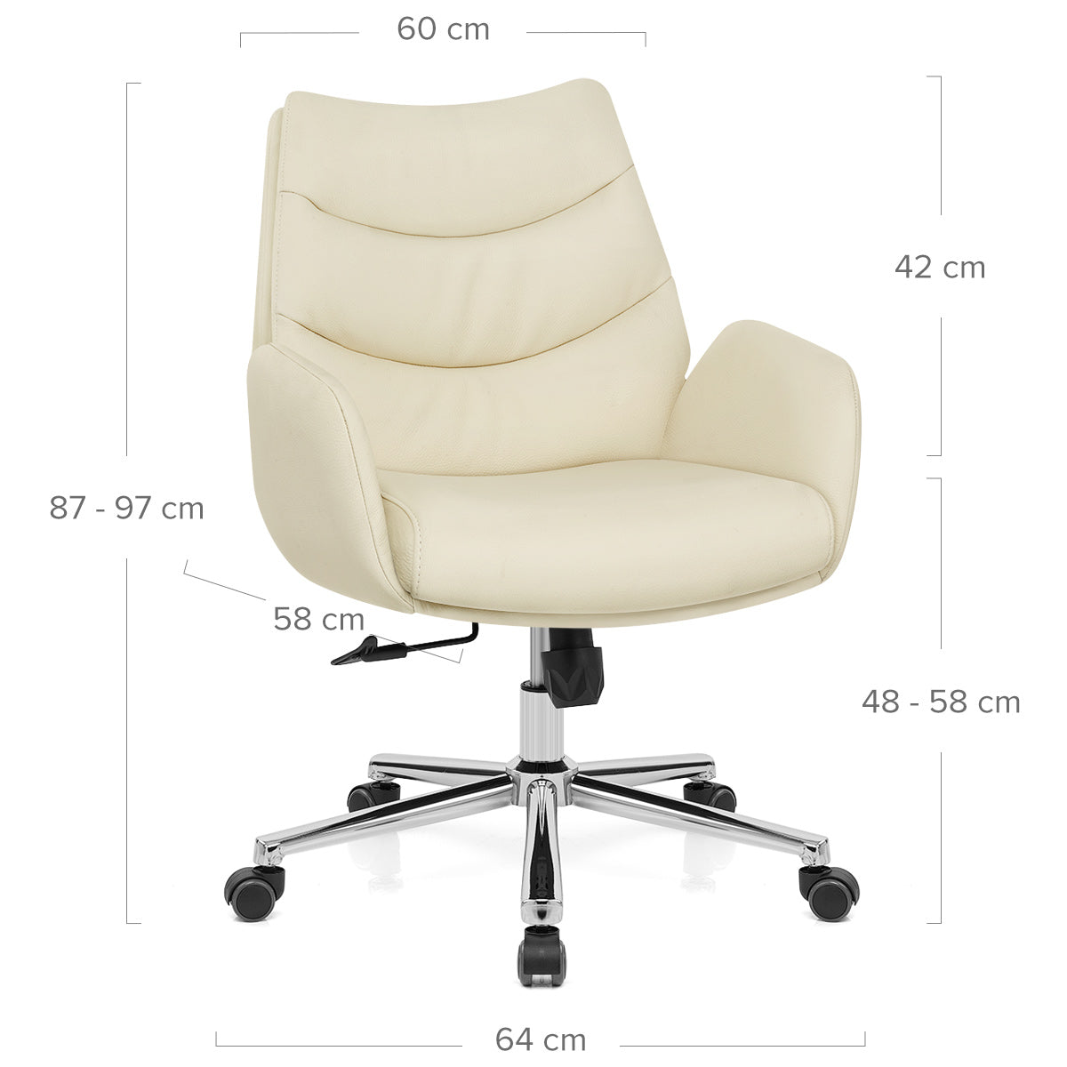 Sedia da Ufficio Ecopelle Cromata - Seville Crema