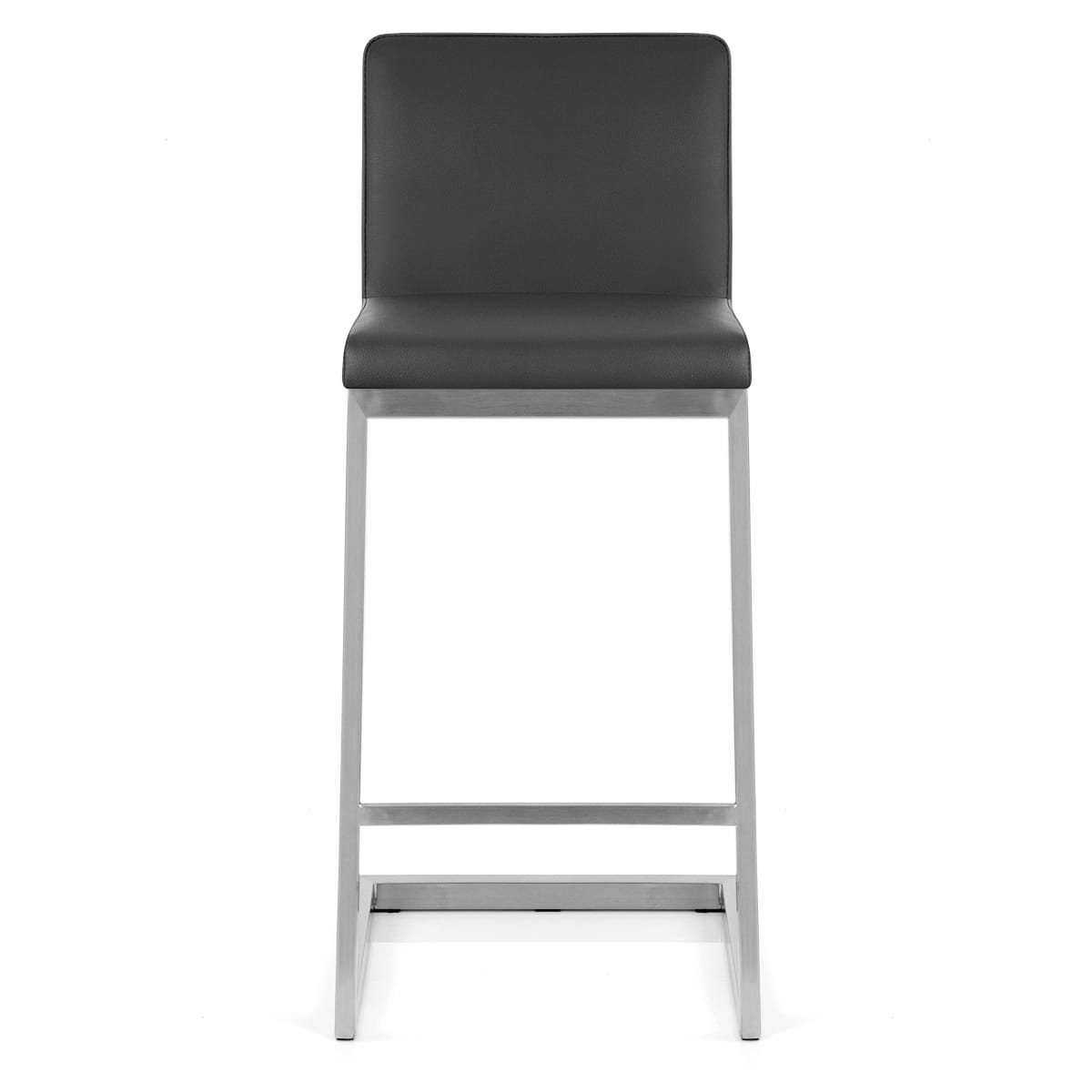 Sgabello Ecopelle Cromo Satinato - Ace Nero