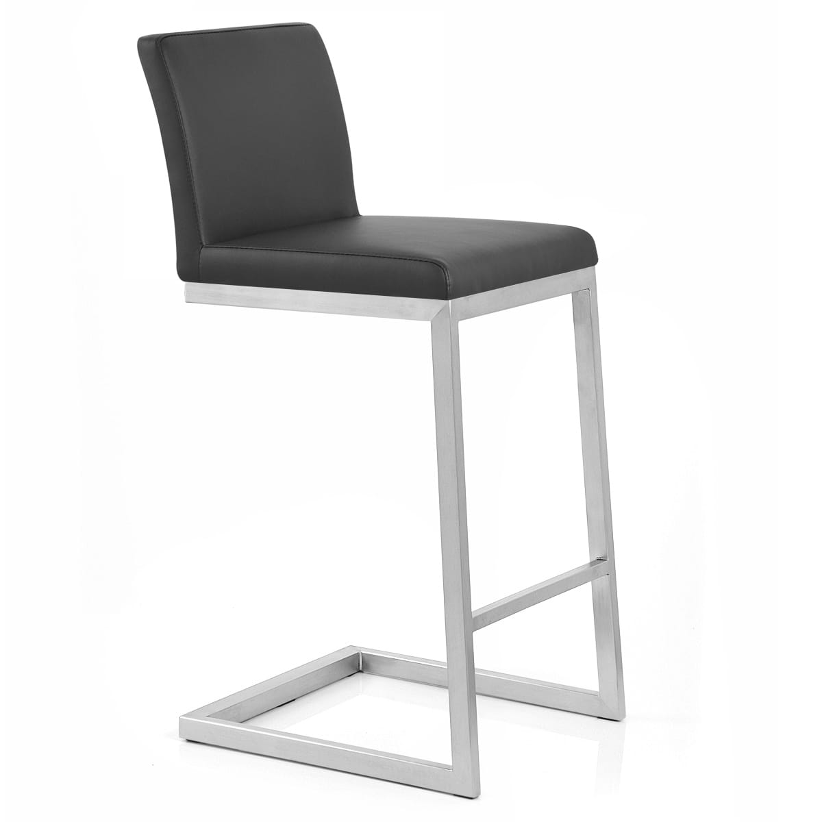 Sgabello Ecopelle Cromo Satinato - Ace Nero