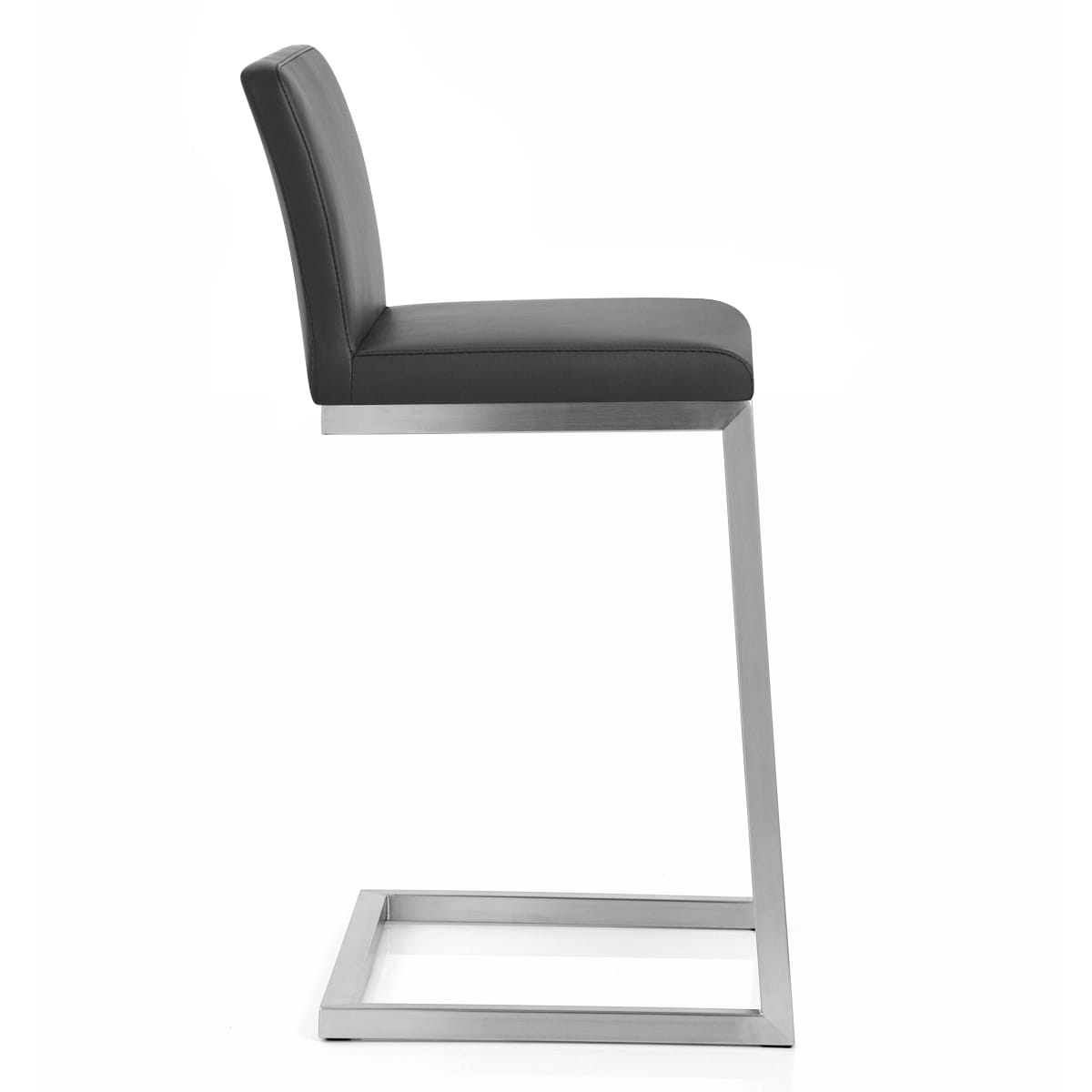 Sgabello Ecopelle Cromo Satinato - Ace Nero