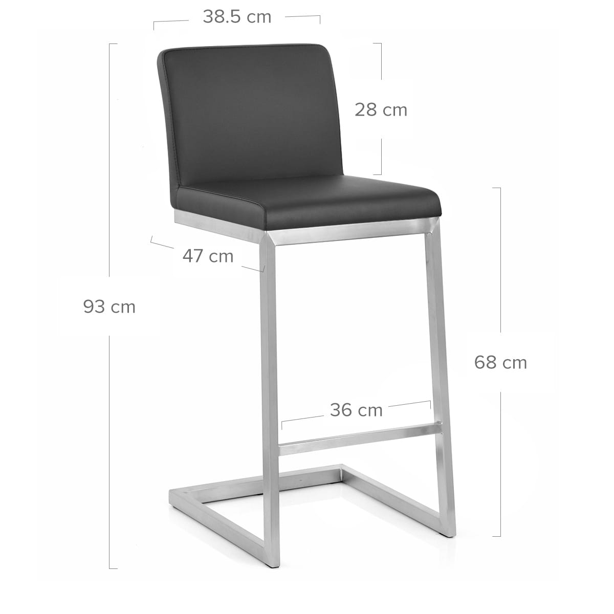 Sgabello Ecopelle Cromo Satinato - Ace Nero