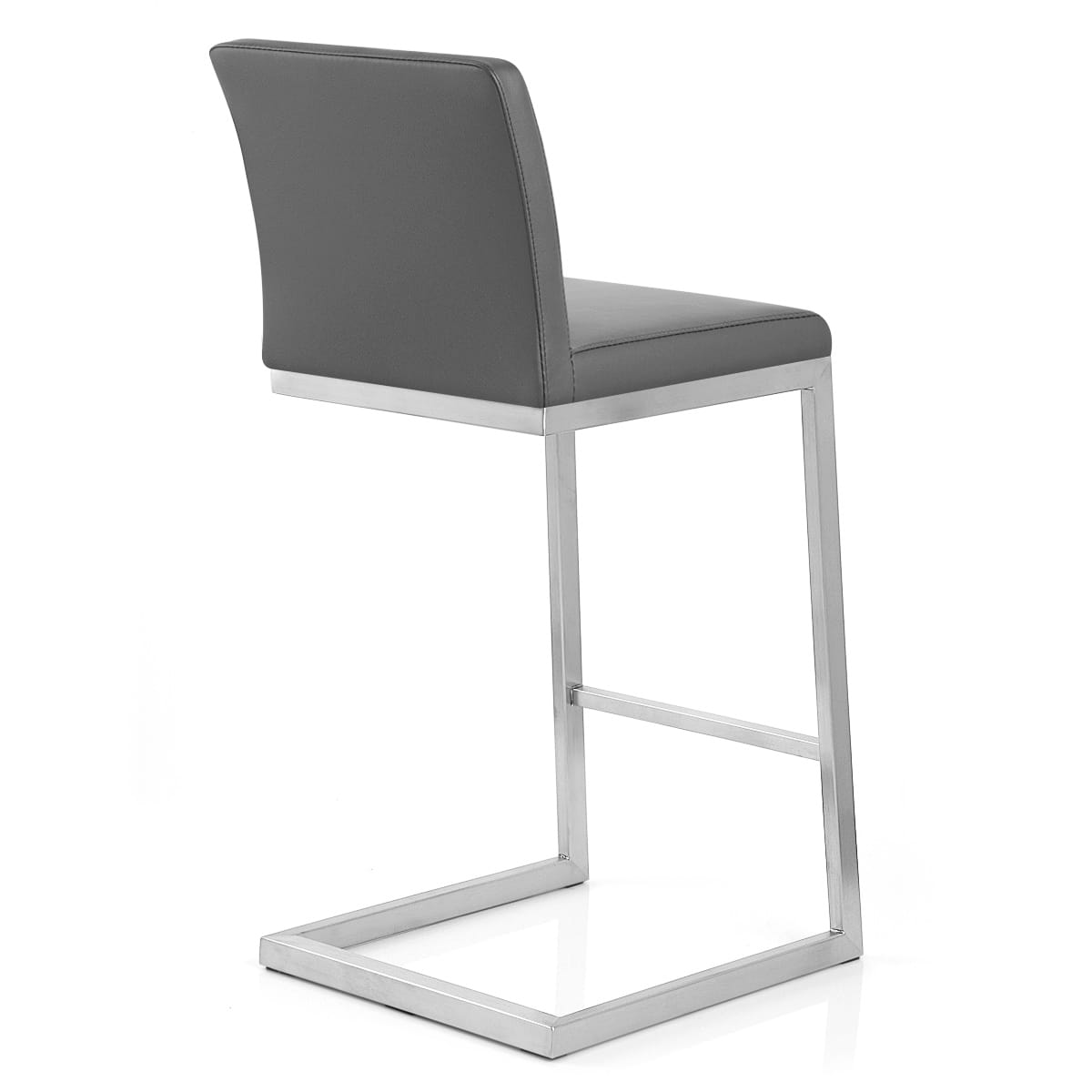 Sgabello Ecopelle Cromo Satinato - Ace Grigio