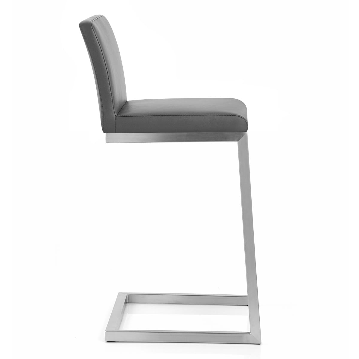 Sgabello Ecopelle Cromo Satinato - Ace Grigio