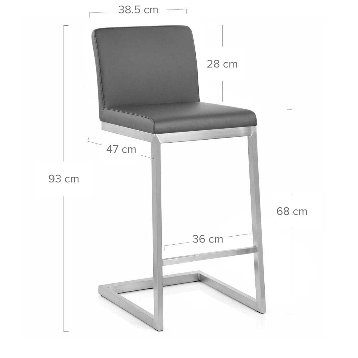 Sgabello Ecopelle Cromo Satinato - Ace Grigio