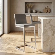 Sgabello Ecopelle Cromo Satinato - Ace Grigio