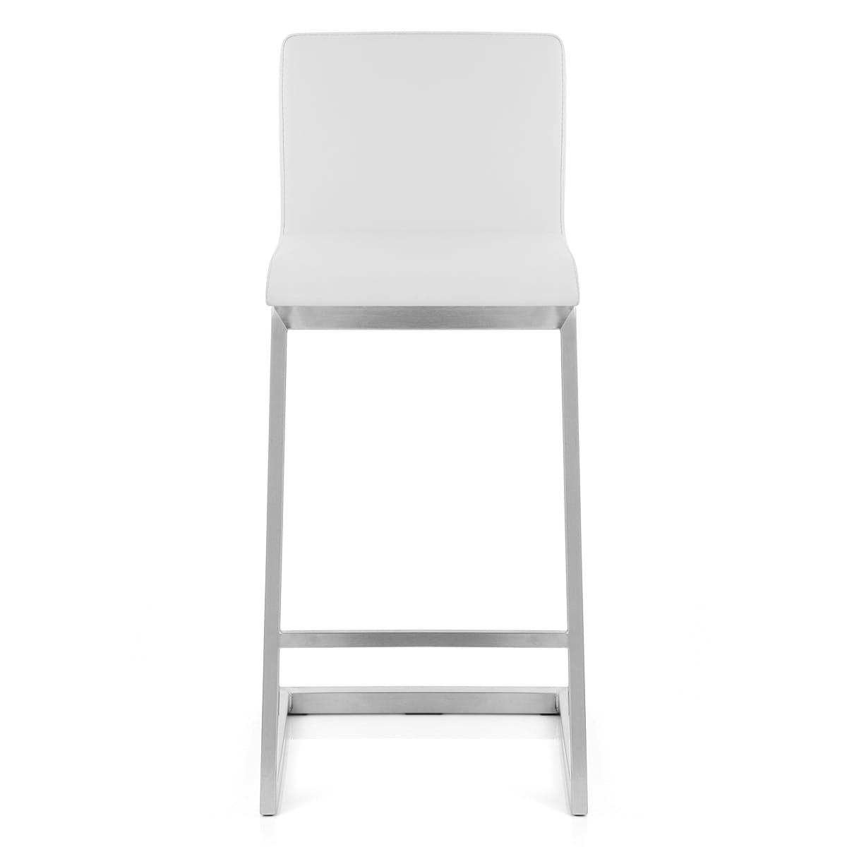 Sgabello Ecopelle Cromo Satinato - Ace Bianco