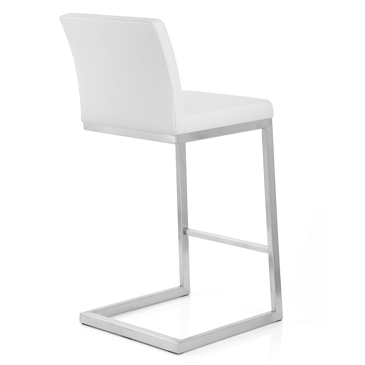Sgabello Ecopelle Cromo Satinato - Ace Bianco