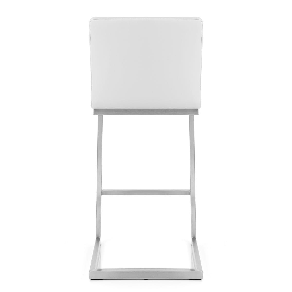 Sgabello Ecopelle Cromo Satinato - Ace Bianco