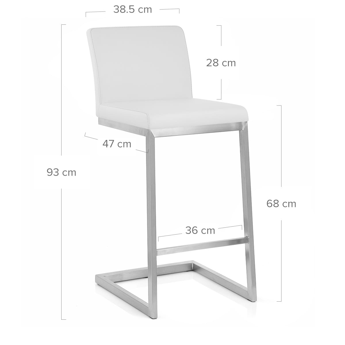 Sgabello Ecopelle Cromo Satinato - Ace Bianco