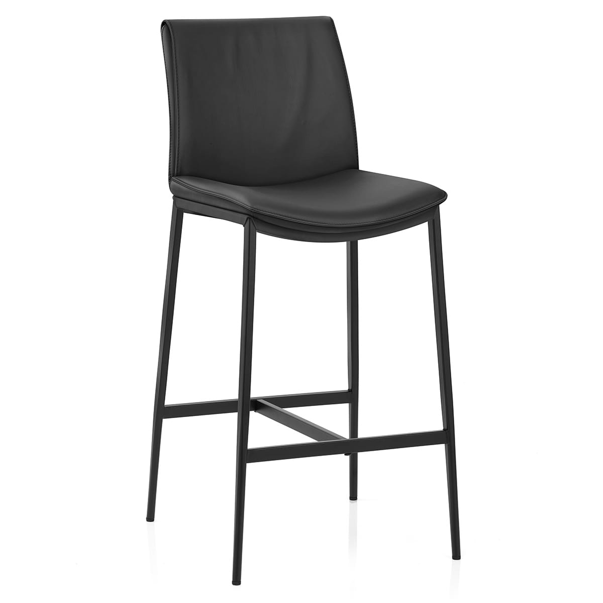 Sgabello Vera Pelle - Addison Nero