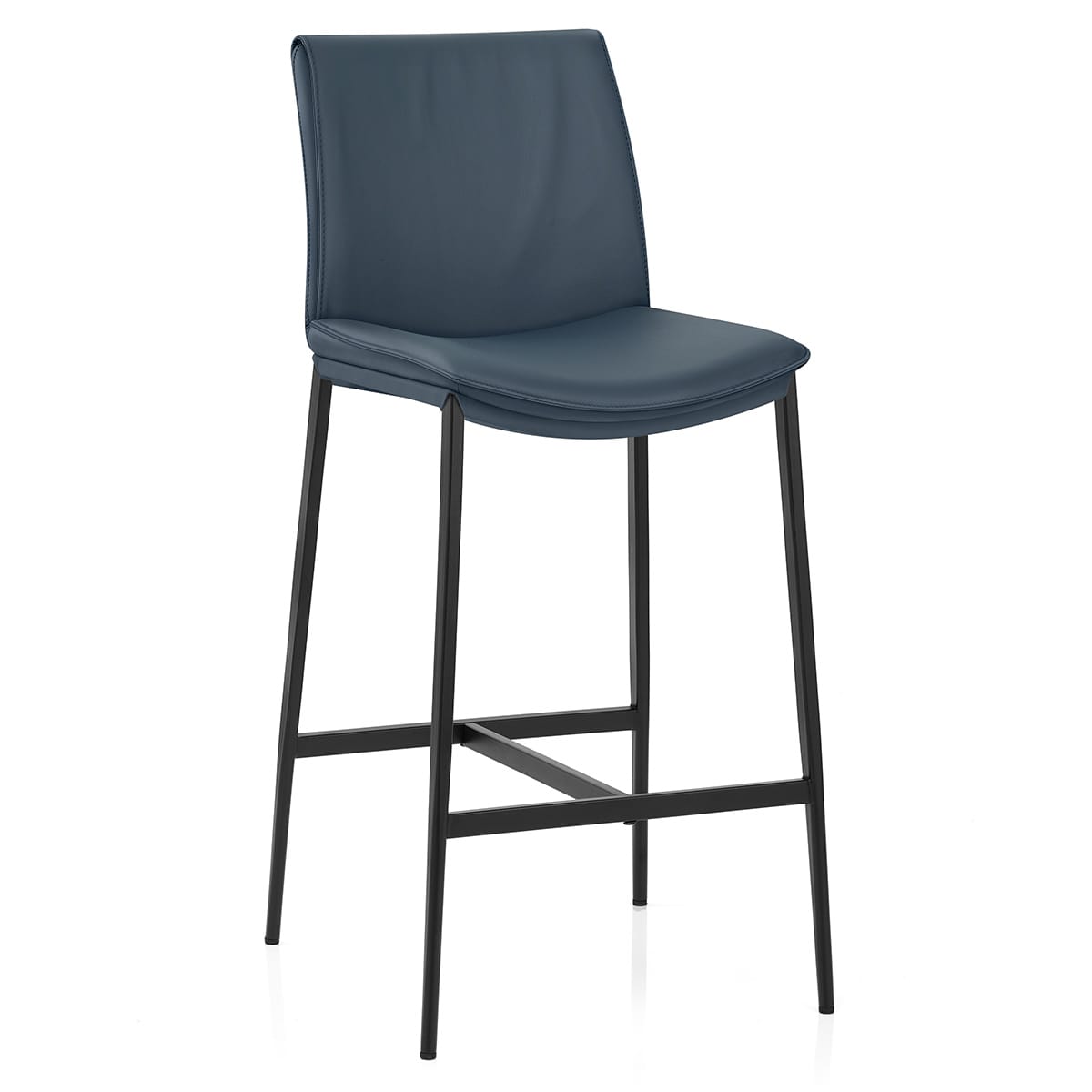 Sgabello Vera Pelle - Addison Blu