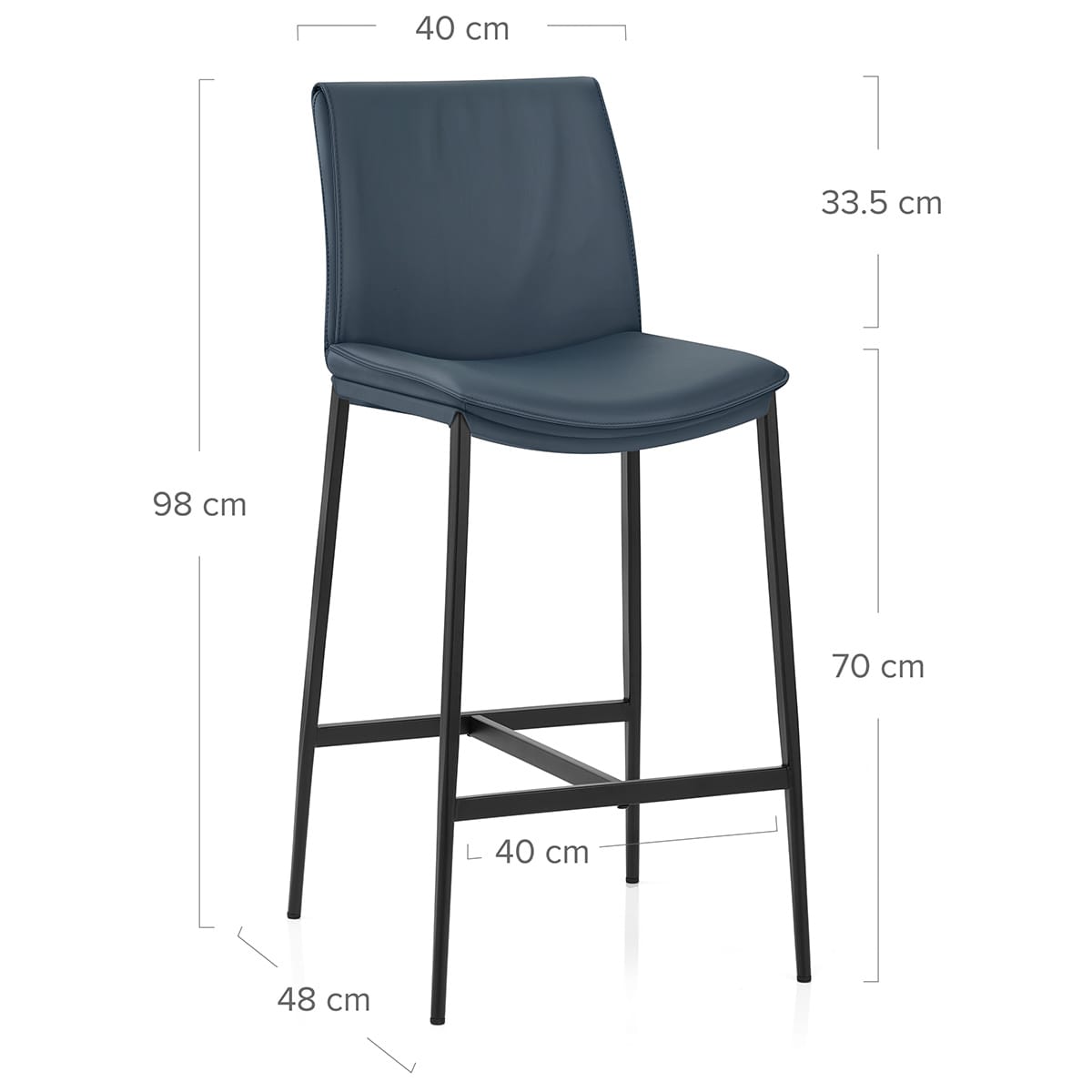 Sgabello Vera Pelle - Addison Blu