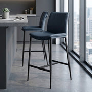 Sgabello Vera Pelle - Addison Blu