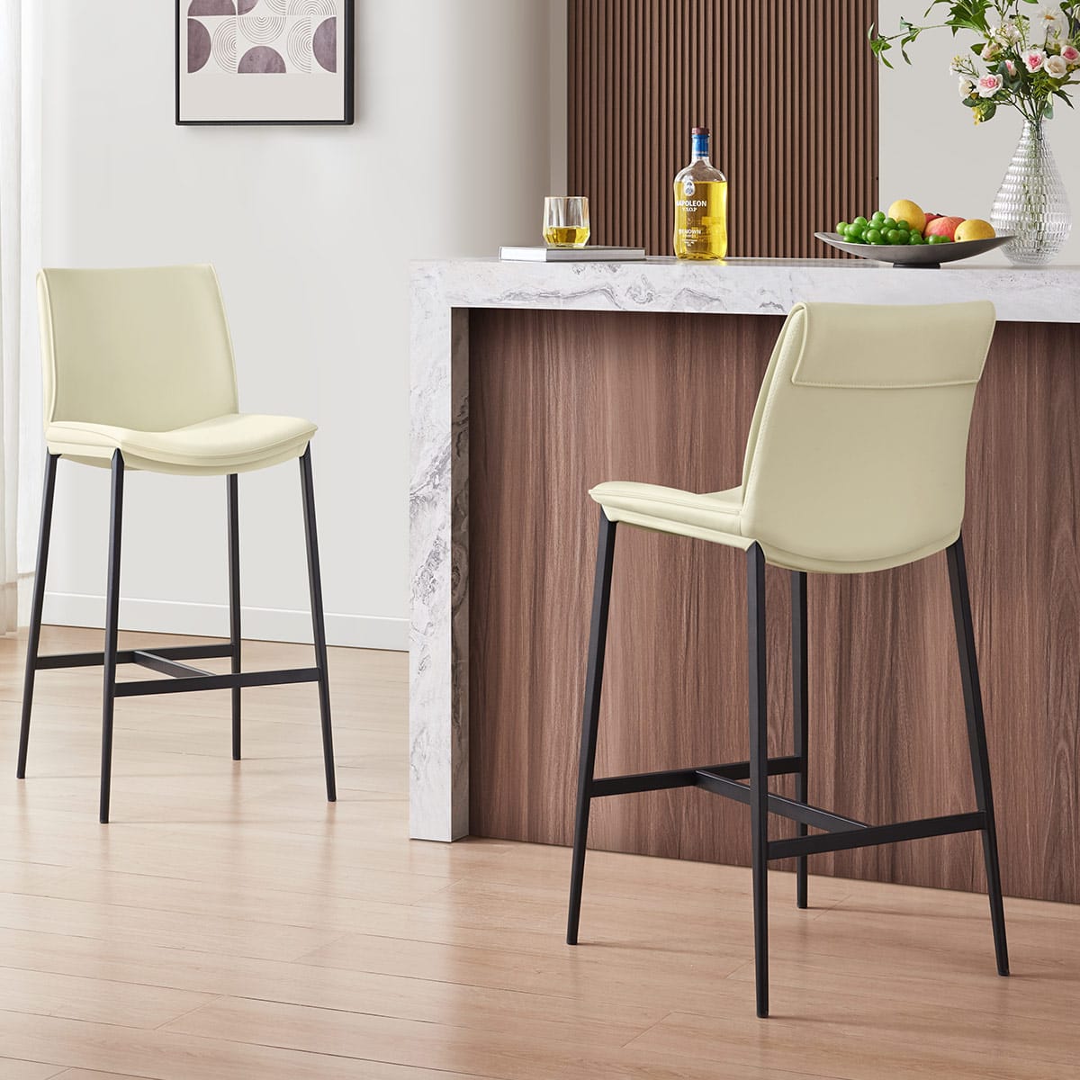 Sgabello Vera Pelle - Addison Crema