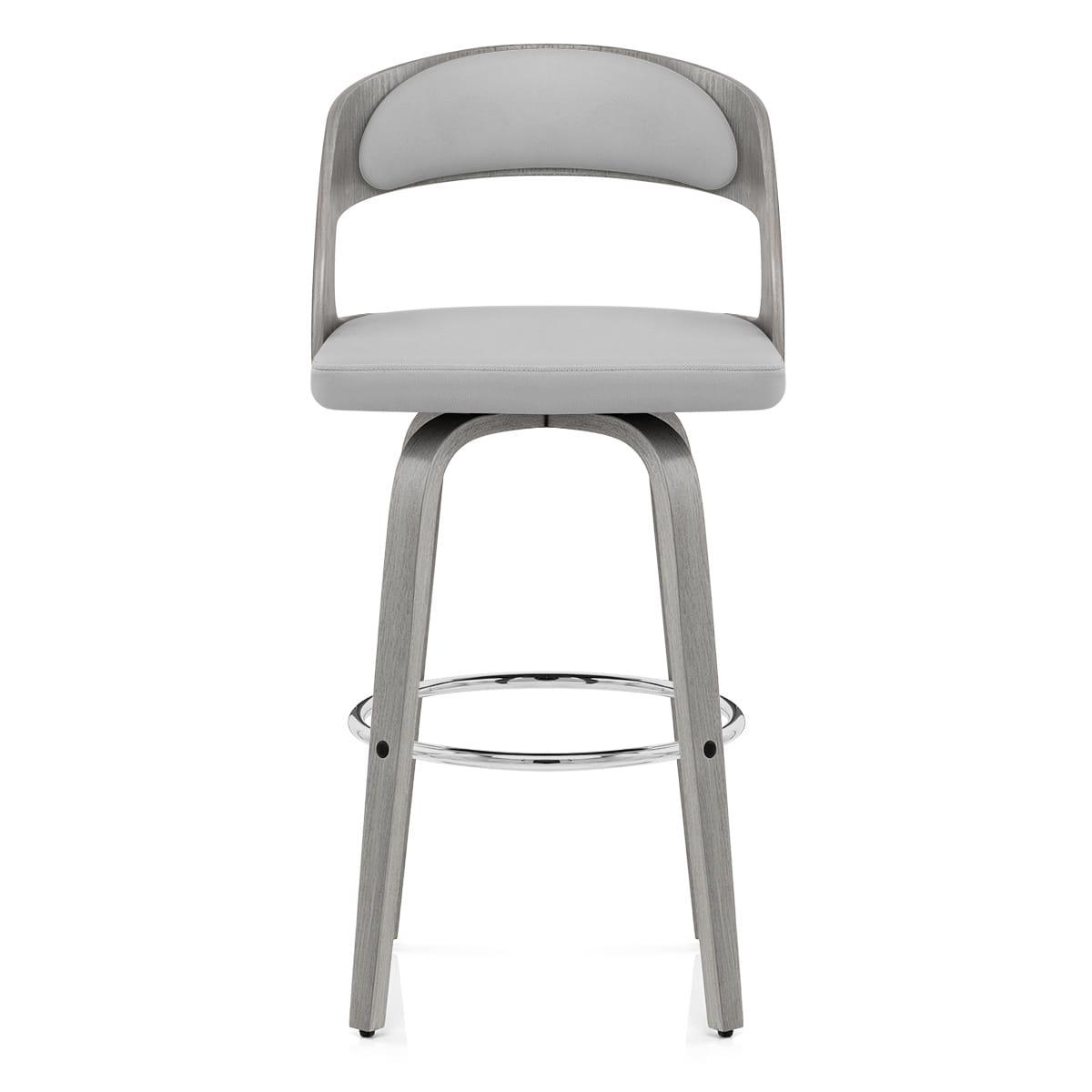 Sgabello Ecopelle Legno Grigio - Alicia Grigio