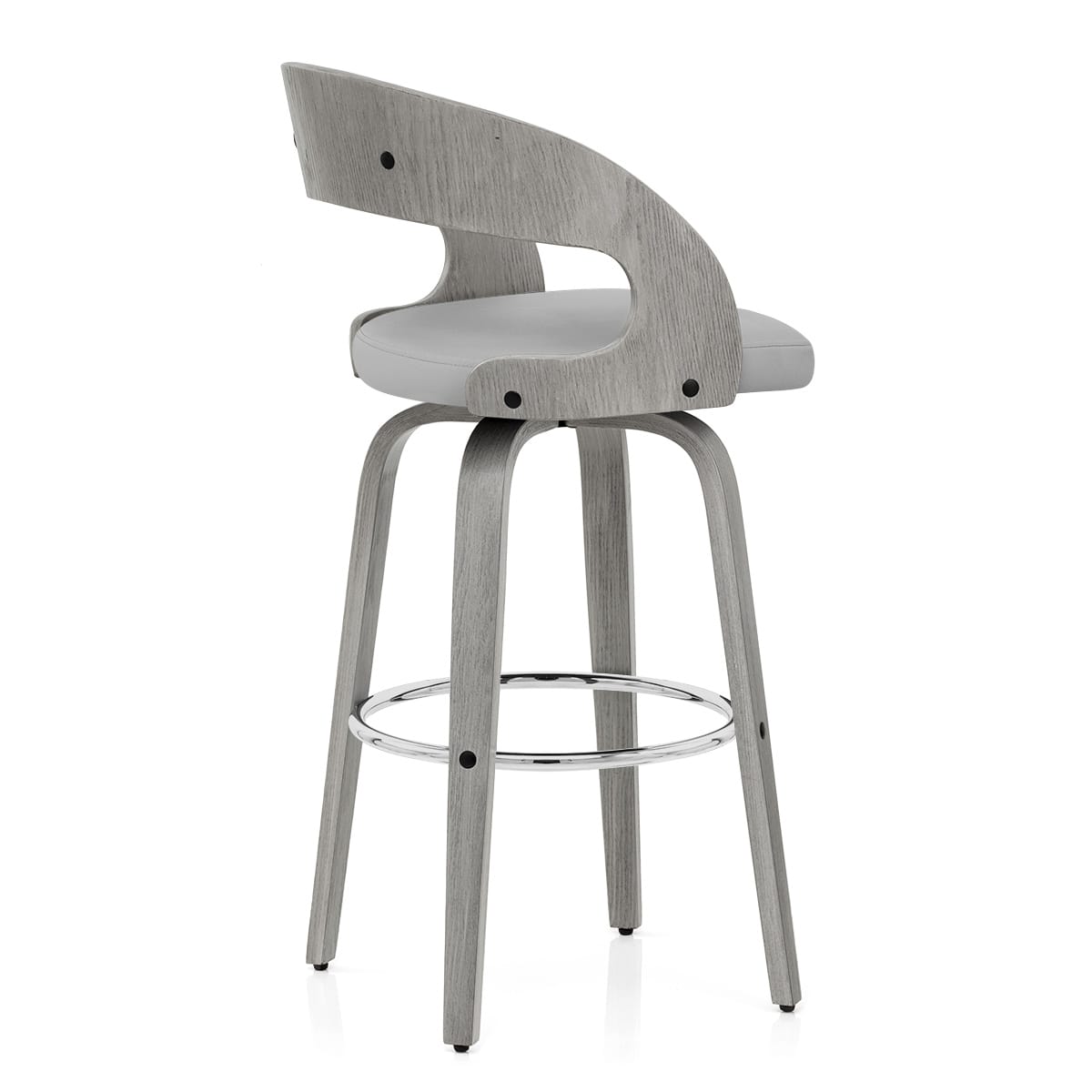 Sgabello Ecopelle Legno Grigio - Alicia Grigio