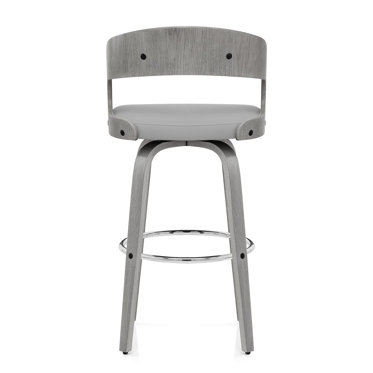 Sgabello Ecopelle Legno Grigio - Alicia Grigio
