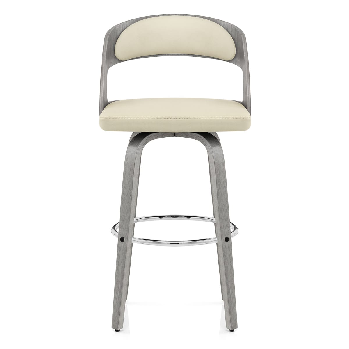 Sgabello Ecopelle Legno Grigio - Alicia Crema