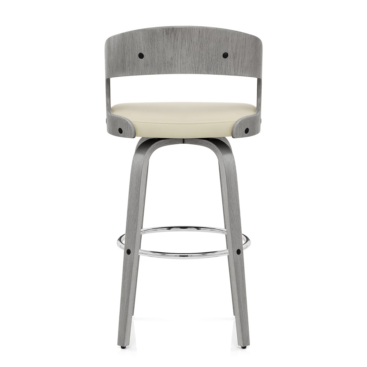 Sgabello Ecopelle Legno Grigio - Alicia Crema