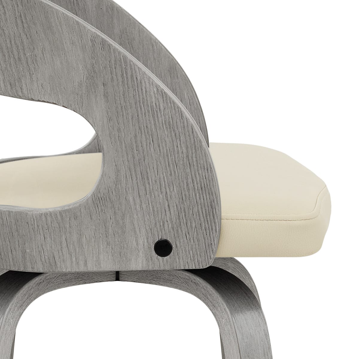 Sgabello Ecopelle Legno Grigio - Alicia Crema