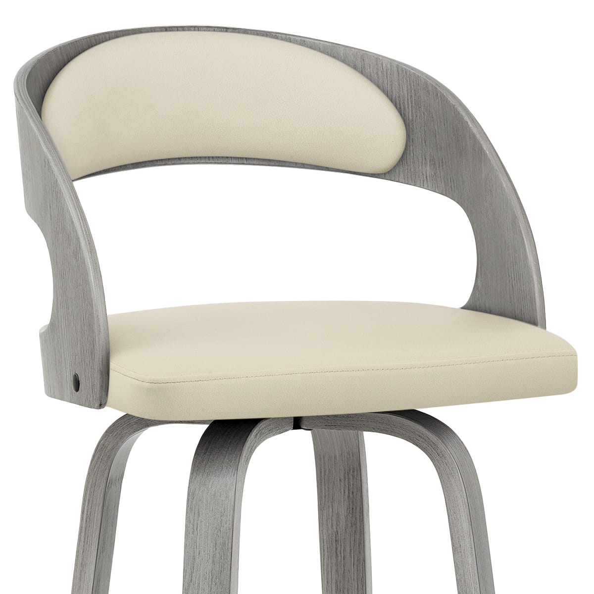 Sgabello Ecopelle Legno Grigio - Alicia Crema