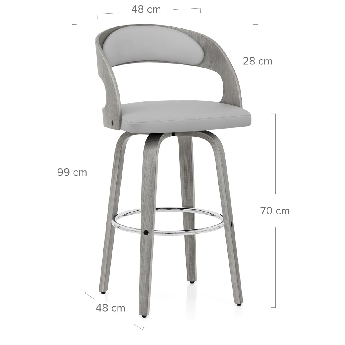 Sgabello Ecopelle Legno Grigio - Alicia Grigio