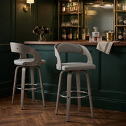 Sgabello Ecopelle Legno Grigio - Alicia Grigio