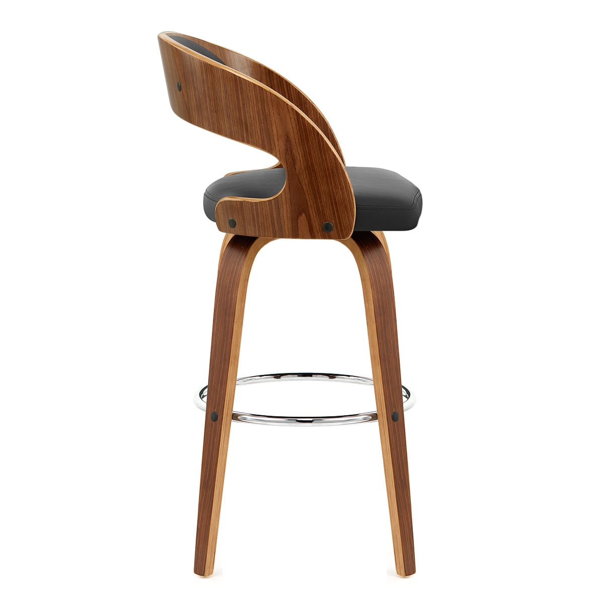 Sgabello Ecopelle Legno - Alicia Nero
