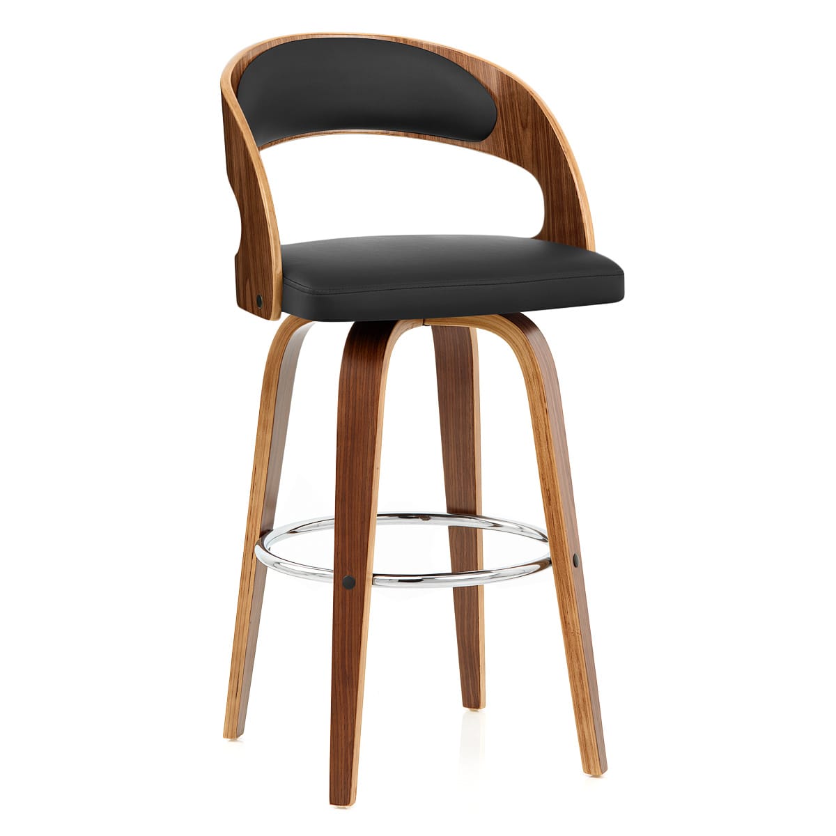Sgabello Ecopelle Legno - Alicia Nero